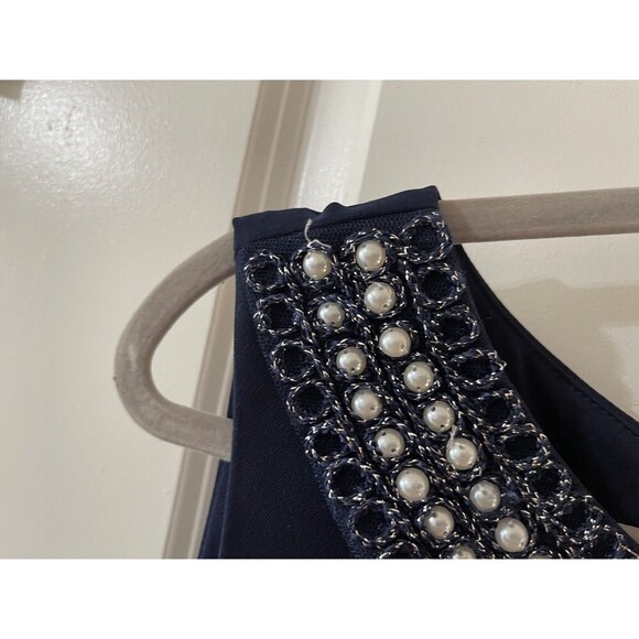 Connected Apparel SZ 16W Women’s Blue Beaded Tiered Sleeveless Dress FLAW BIN C - Picture 6 of 11